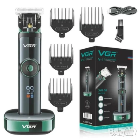 Безжична машинка за подстригване VGR V-671 с цифров дисплей, 2500 mAh батерия и мощен ротационен мот, снимка 2 - Машинки за подстригване - 50630330