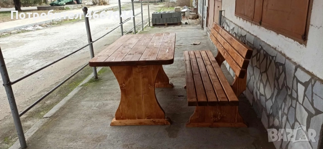 Баварска маса с две пейки, снимка 3 - Градински мебели, декорация  - 52643119