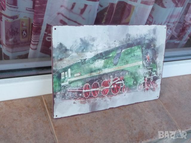 Метална табела влак локомотив ретро гара звезда петолъчка, снимка 2 - Декорация за дома - 45083181