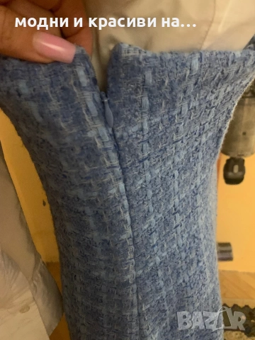 Рокля  сукман в небесносин цвят букле Zara, размер S/M, снимка 7 - Рокли - 53357546