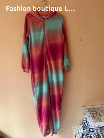 Цял плюшен гащеризон еднорог с опашка и ушички с рог на качулката S / M размер 🦄🦄🦄🦄🦄🦄🦄🦄🦄