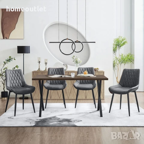 Трапезни столове с дамаска от PU кожа CLIPOP C-U-DC-B0372GY, снимка 6 - Столове - 50713919