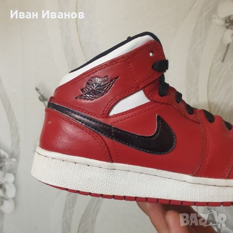  Air Jordan 1 Retro Mid 'Gym Red White' номер 37-37,5 оригинални маратонки , снимка 4 - Маратонки - 46368798