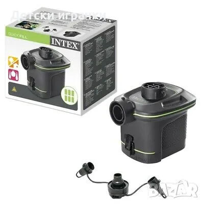 Въздушна помпа на батерии Intex, 420 л/мин, 3 конектора, 0.4 кг, черна