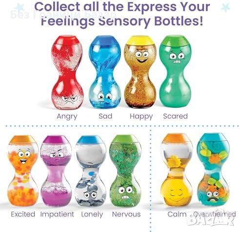 Нови Сензорни бутилки за емоции - Комплект от 4, Детски образователни играчки, снимка 6 - Образователни игри - 45870744