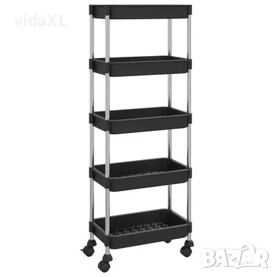 vidaXL Кухненска количка на 5 нива, черна, 42x29x128 см, желязо и ABS（SKU:336331）, снимка 1 - Други - 49593728