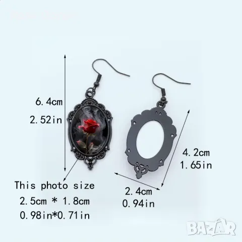 Дамско колие обеци сет комплект бижута Ергенът с червена роза , снимка 3 - Бижутерийни комплекти - 49970355