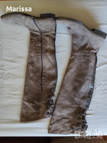 Италиански ботуши над коляното – естествен велур, Vera Cuoio, снимка 7 - Дамски ботуши - 53762972