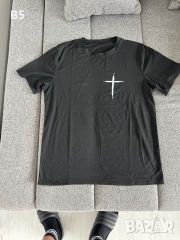 Мъжка черна тениска размер L/XL, снимка 3 - Тениски - 45323141