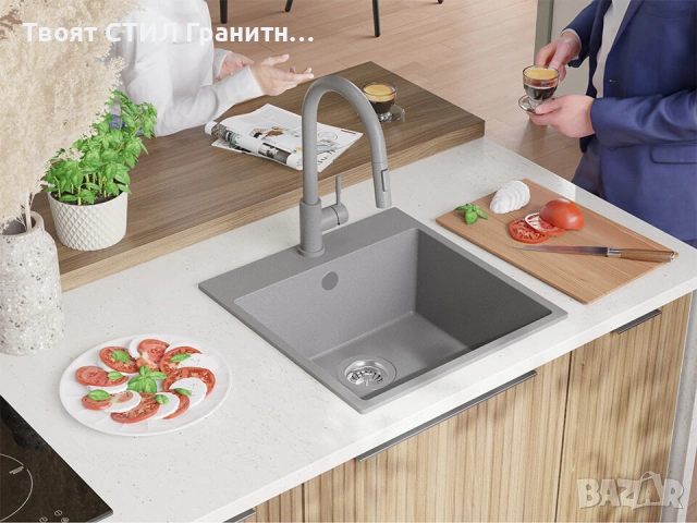 СИВ КУХНЕНСКИ КОМПЛЕКТ XXL – ВСИЧКО В СИВО ❗ Мивка + смесител + аксесоари | ХИТ ОФЕРТА, снимка 9 - Мивки - 53269430