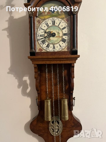 Античен,стенен-Фрезийски часовник,тъмен орех 1950-1960г.с махало, снимка 6 - Стенни часовници - 50571193