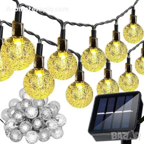 Соларни LED лампи за градина тип гирлянд 7 м, снимка 1