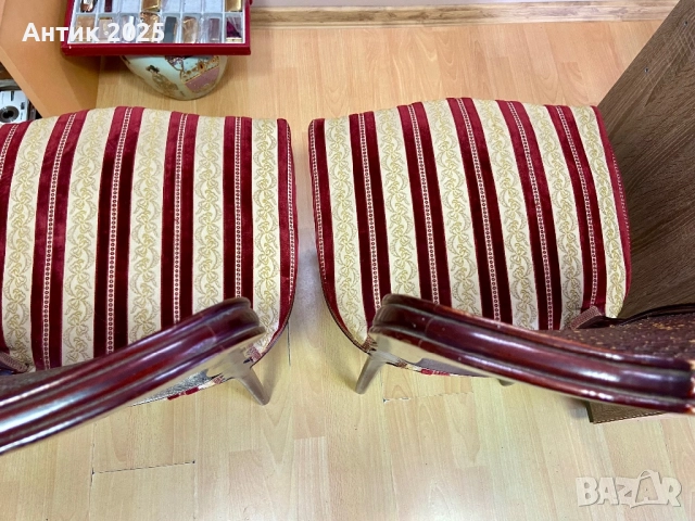 Винтидж стол в стил Луи XV с раттанова облегалка, снимка 4 - Антикварни и старинни предмети - 52746626