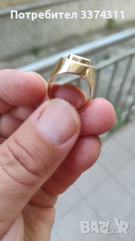 Златен пръстен с Натурален тъмно зелен турмалин,верделит, снимка 2 - Пръстени - 46366882