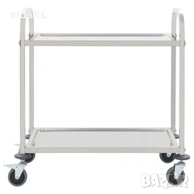 vidaXL Кухненска количка с 2 рафта, 95x45x83,5 см, неръждаема стомана(SKU:50913), снимка 2 - Други - 49012295