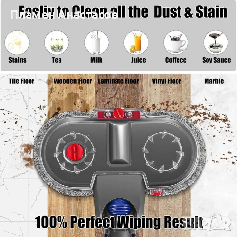 Italdos електрическа глава за моп за Dyson V7/V8/V10/V11/V15 + 3 чифта микрофибърни кърпи, снимка 6 - Прахосмукачки - 53385565