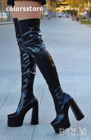 Чизми на ток - черен лак - VSB1