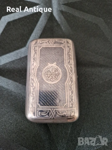 Рядка уникална антикварна руска сребърна кутийка за тютюн с ниело , снимка 5 - Антикварни и старинни предмети - 50446342