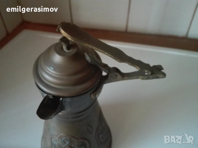 Медно джезве , поднос и стара попивателна., снимка 6 - Други ценни предмети - 53771057