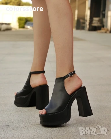 Сандали на ток - черна кожа - HML10

., снимка 2 - Сандали - 50715092