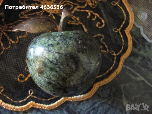 Арт декорация -мраморна ябълка и бронз , 6 см., снимка 2 - Декорация за дома - 53255322