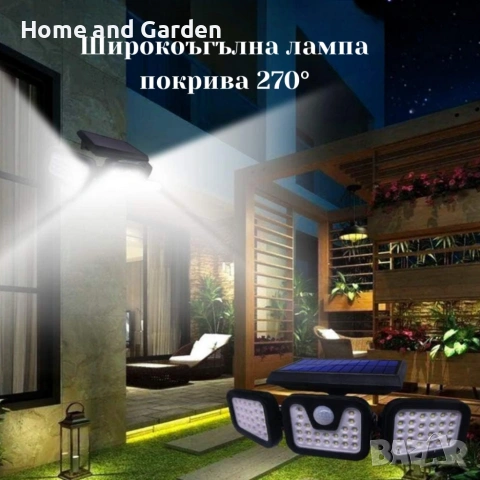 Соларна лампа със сензор за движение FL1725A – 800 лм, IP65, 74 LED ☀️💡, снимка 4 - Соларни лампи - 53937855