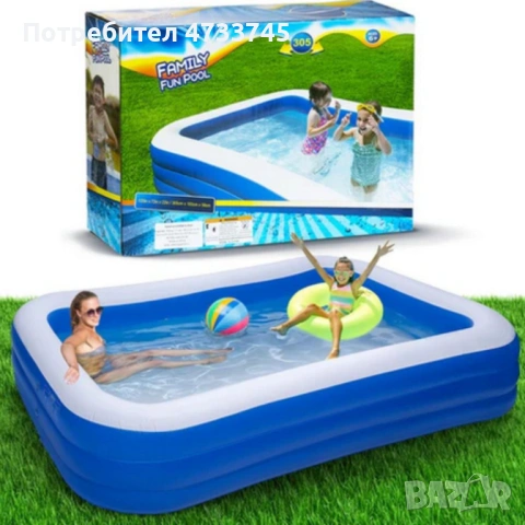 Голям надуваем семеен басейн, снимка 7 - Басейни и аксесоари - 53437959