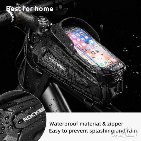 Чанта за велосипед ROCKBROS за телефон, водоустойчива, с твърда обвивка от EVA и дъждобран, снимка 2 - Чанти - 53683836