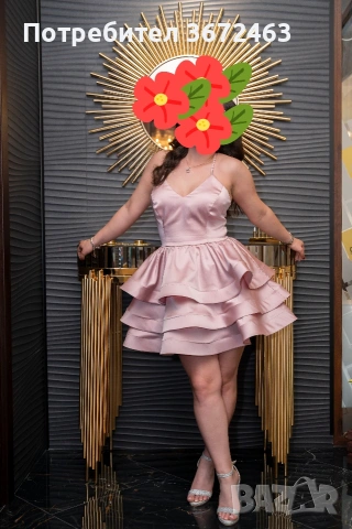 сладко розова рокля с волани, снимка 4 - Рокли - 52685120