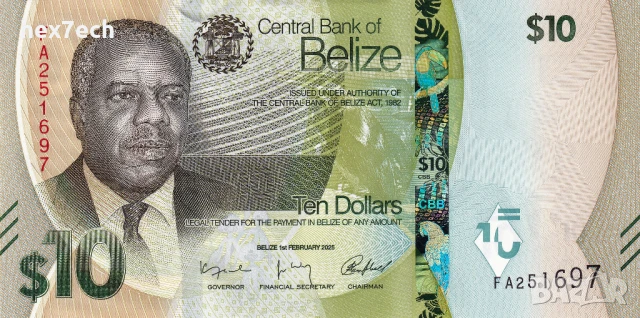 ❤️ ⭐ Белиз 2025 10 долара UNC нова ⭐ ❤️, снимка 2 - Нумизматика и бонистика - 51401374