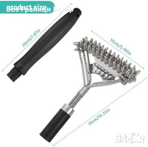 Нова BBQ четка за почистване на газова въглищна скара грил с метална стъргалка, снимка 6 - Други стоки за дома - 53985925