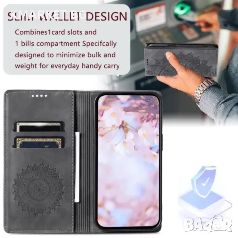 Google Pixel 9 Pro XL Totem Embossed Wallet Кожен Калъф и Протектор, снимка 10 - Калъфи, кейсове - 49116355