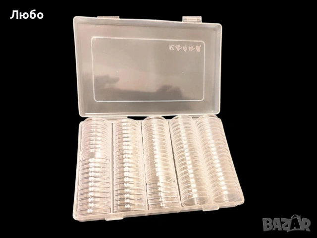 Кутия с 100 броя капсули за монети (до 27мм и до 30мм), снимка 5 - Нумизматика и бонистика - 49317722