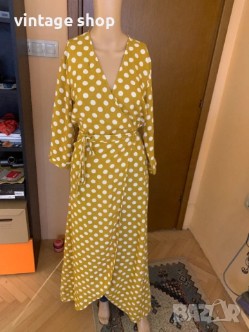 Рокля YAS  с десен точки в цввят горчица, размер M/L