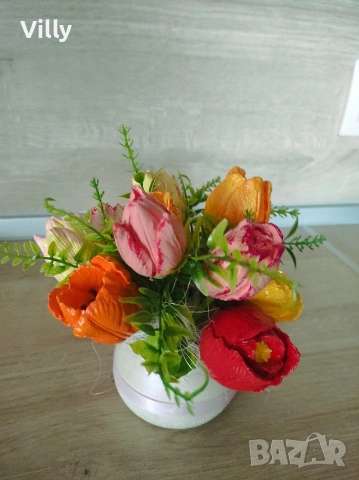 Букет от керамични цветя , снимка 3 - Декорация за дома - 53718029