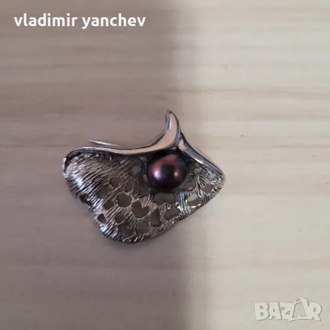 сребрина брошка с перла , снимка 5 - Други - 49728306