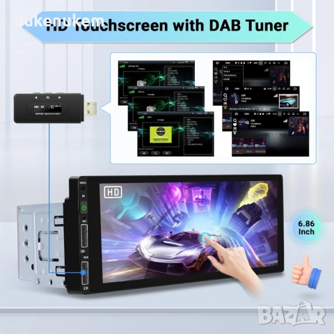 1 DIN Автомобилно радио с CarPlay / Android Auto и камера за заден ход, снимка 5 - Аксесоари и консумативи - 51997019