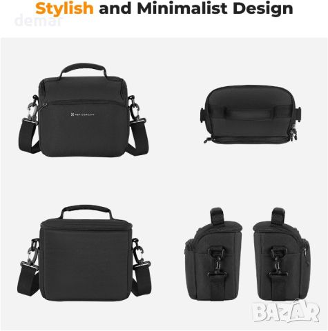K&F Concept малка чанта за камера през рамо DSLR/безогледални, черна, снимка 6 - Чанти, стативи, аксесоари - 46394518