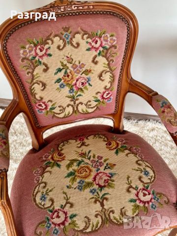 Ретро френски кресла с гобленова дамаска, снимка 10 - Дивани и мека мебел - 45523621