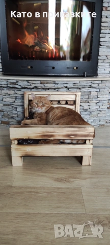 Дървено легло за коте и куче Легло от дърво за кучета и котки, снимка 2 - Други стоки за животни - 39525006