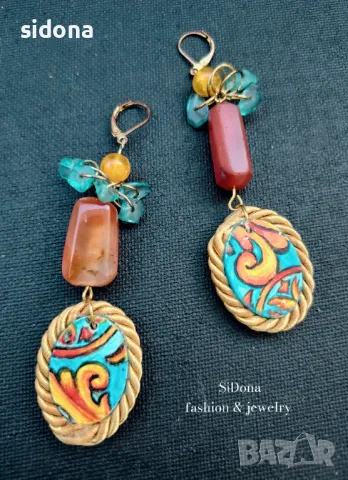 Ръчно рисувани обеци от SiDona fashion&jewelery, снимка 3 - Обеци - 26892175