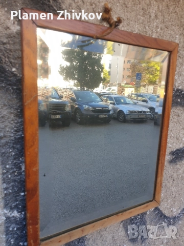 старо фасетирано дебело огледало със сребърно покритие отзад