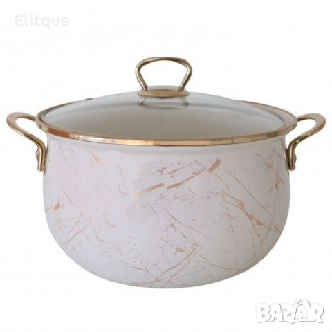 Тенджера Goldmann GM 8017-26B, 26см., Емайл, Индукция, Бял/Старо злато, снимка 3 - Съдове за готвене - 52870877