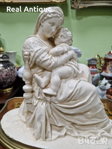 Прекрасна голяма антикварна керамична фигура статуетка композиция , снимка 6 - Статуетки - 51784624