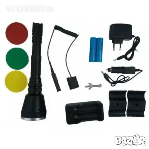 Ловен прожектор BL-Q2888-HUNTING , T6,изнесен спусък, монтажна скоба, 3 филтъра