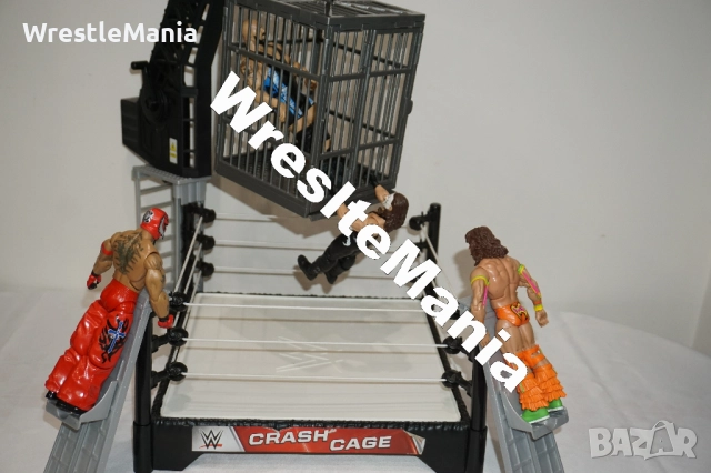 Рядък Кеч Ринг с Кеч Клетка WWE Crash Cage Wrestling Ring Playset Seat Launchers, снимка 9 - Колекции - 51854738