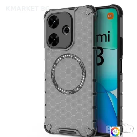 Xiaomi Redmi 13 5G / 13 4G Силиконов Калъф Honeycomb TPU и Протектор, снимка 1 - Калъфи, кейсове - 48152020