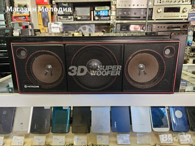Радиокасетофон Hitachi TRK-7620E Hitachi 3D Super Woofer Boombox В отлично техническо и визуално със, снимка 2 - Радиокасетофони, транзистори - 52813792