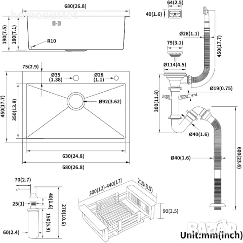 ПРОМОЦИЯ Кухненска мивка от неръждаема стомана с нано покритие 06-LSF0604 (HANDMADE KITCHEN SINK), снимка 5 - Мивки - 51128149