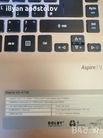 Acer Aspire V5-473G,14in.i5-4200U.GeForce 740M 2GB, снимка 8 - Лаптопи за игри - 46049358